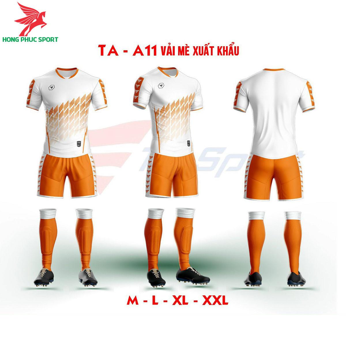 BỘ QUẦN ÁO BÓNG ĐÁ KHÔNG LOGO TRƯỜNG AN TA-A11 2021 MÀU TRẮNG – VẢI MÈ