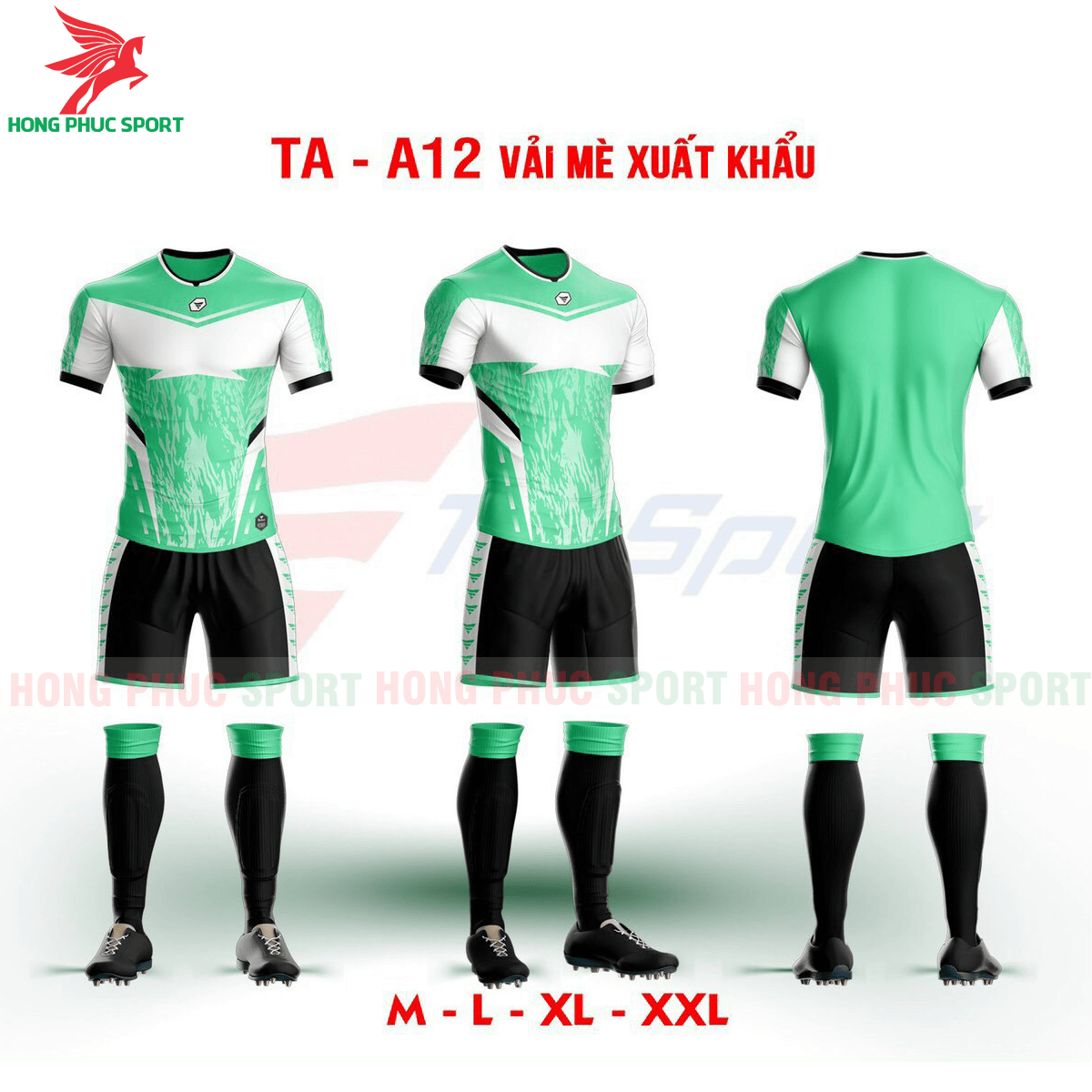 BỘ QUẦN ÁO BÓNG ĐÁ KHÔNG LOGO TRƯỜNG AN TA-A12 2021 MÀU XANH LÁ – VẢI MÈ