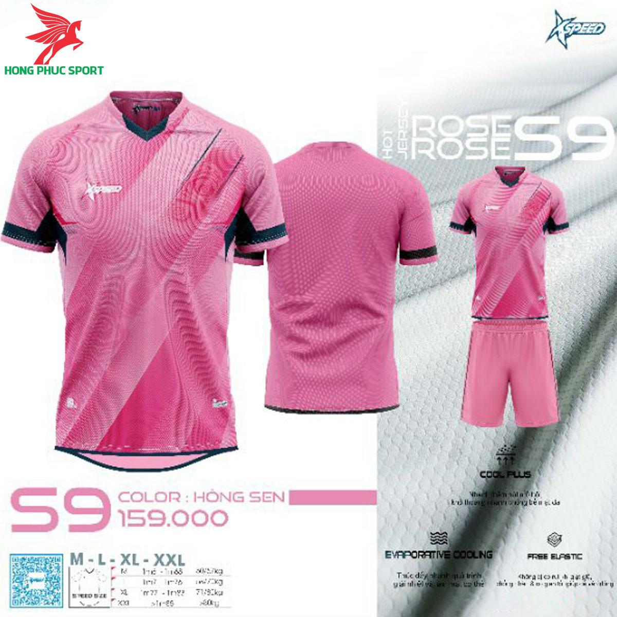 Áo đá banh không logo Xspeed Rose S9 Hồng sen