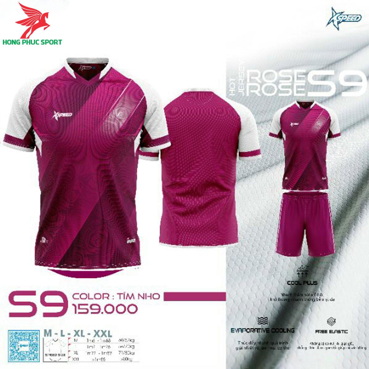 Áo đá banh không logo Xspeed Rose S9 Tím nho