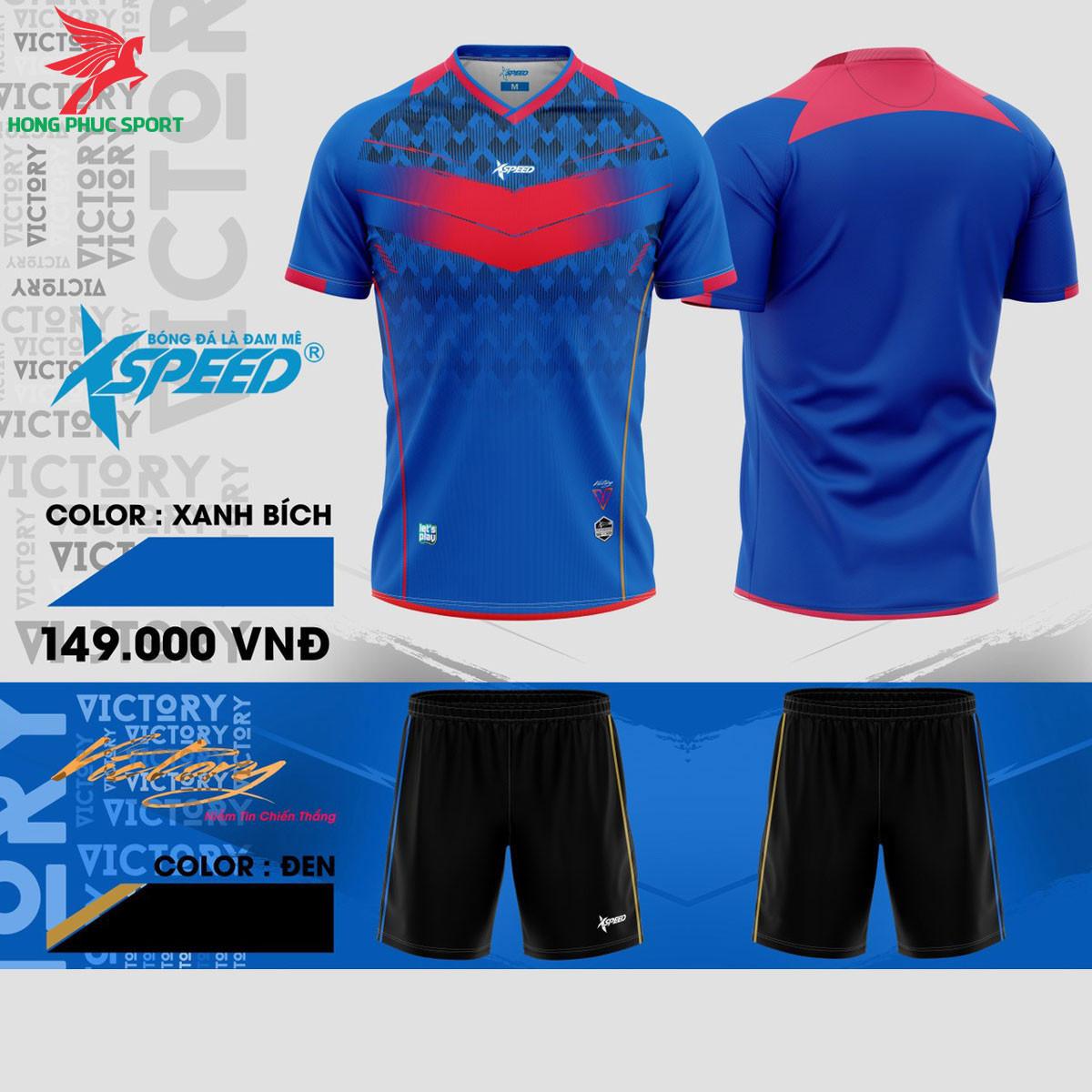 Áo đá banh không logo Xspeed S8 Xanh bích