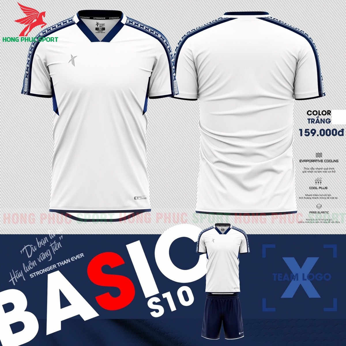 BỘ QUẦN ÁO ĐẤU KHÔNG LOGO XSTRONGER BASIC 2021 TRẮNG - HÀNG VIỆT NAM