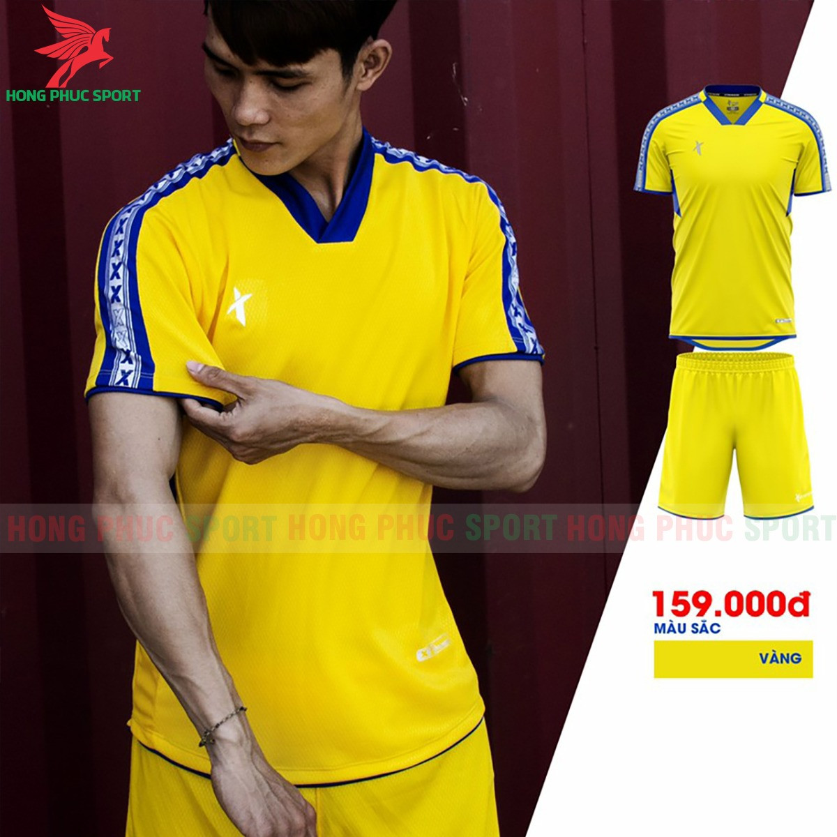 BỘ QUẦN ÁO ĐẤU KHÔNG LOGO XSTRONGER BASIC 2021 VÀNG - HÀNG VIỆT NAM