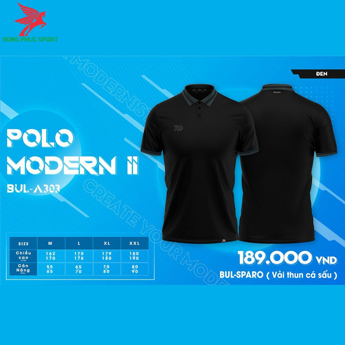 Áo đá banh không logo BULBAL MODERN II 2021 màu Đen 