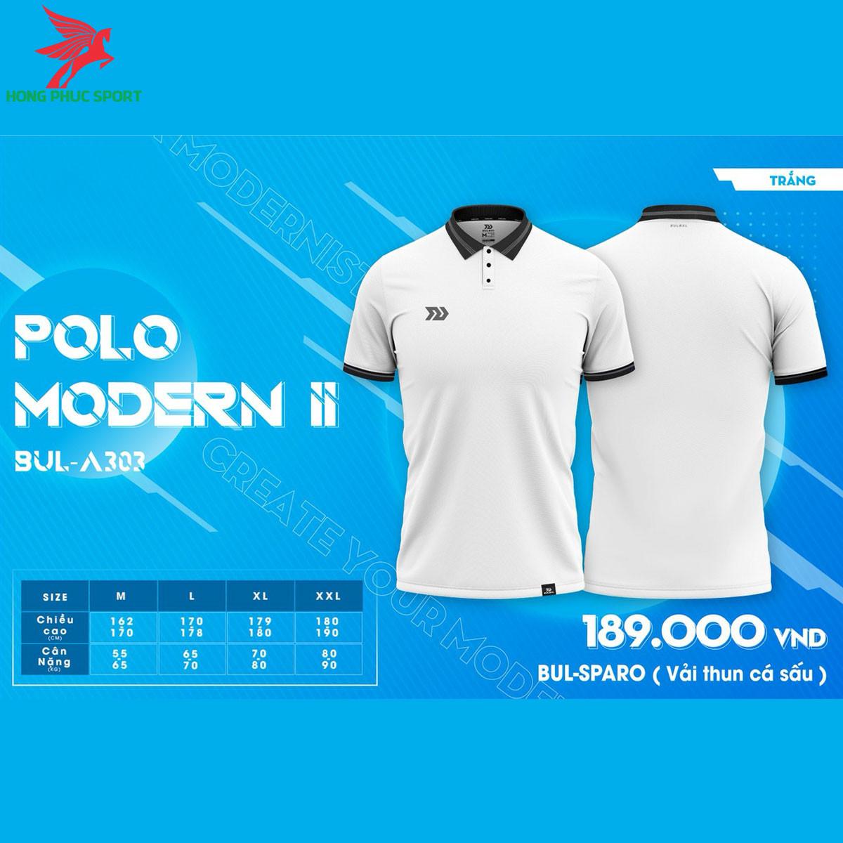 Áo đá banh không logo BULBAL MODERN II 2021 màu Trắng 