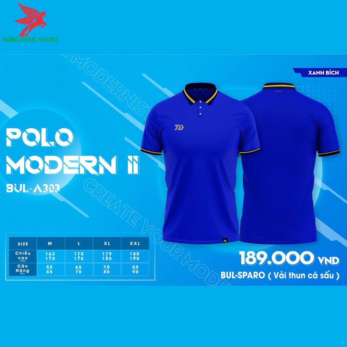 Áo đá banh không logo BULBAL MODERN II 2021 màu Xanh bích