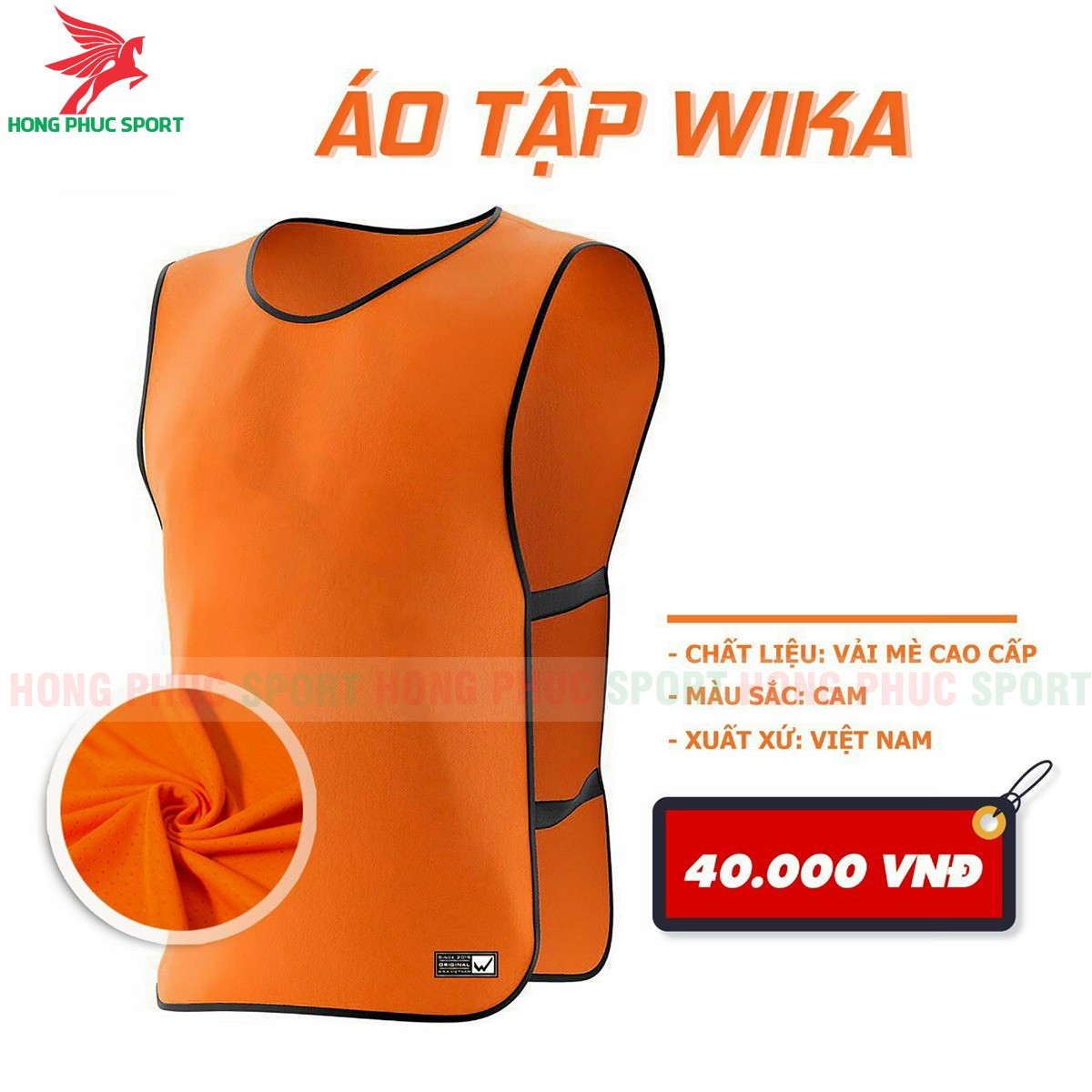 ÁO PITCH LƯỚI TẬP BÓNG ĐÁ WIKA MÀU CAM