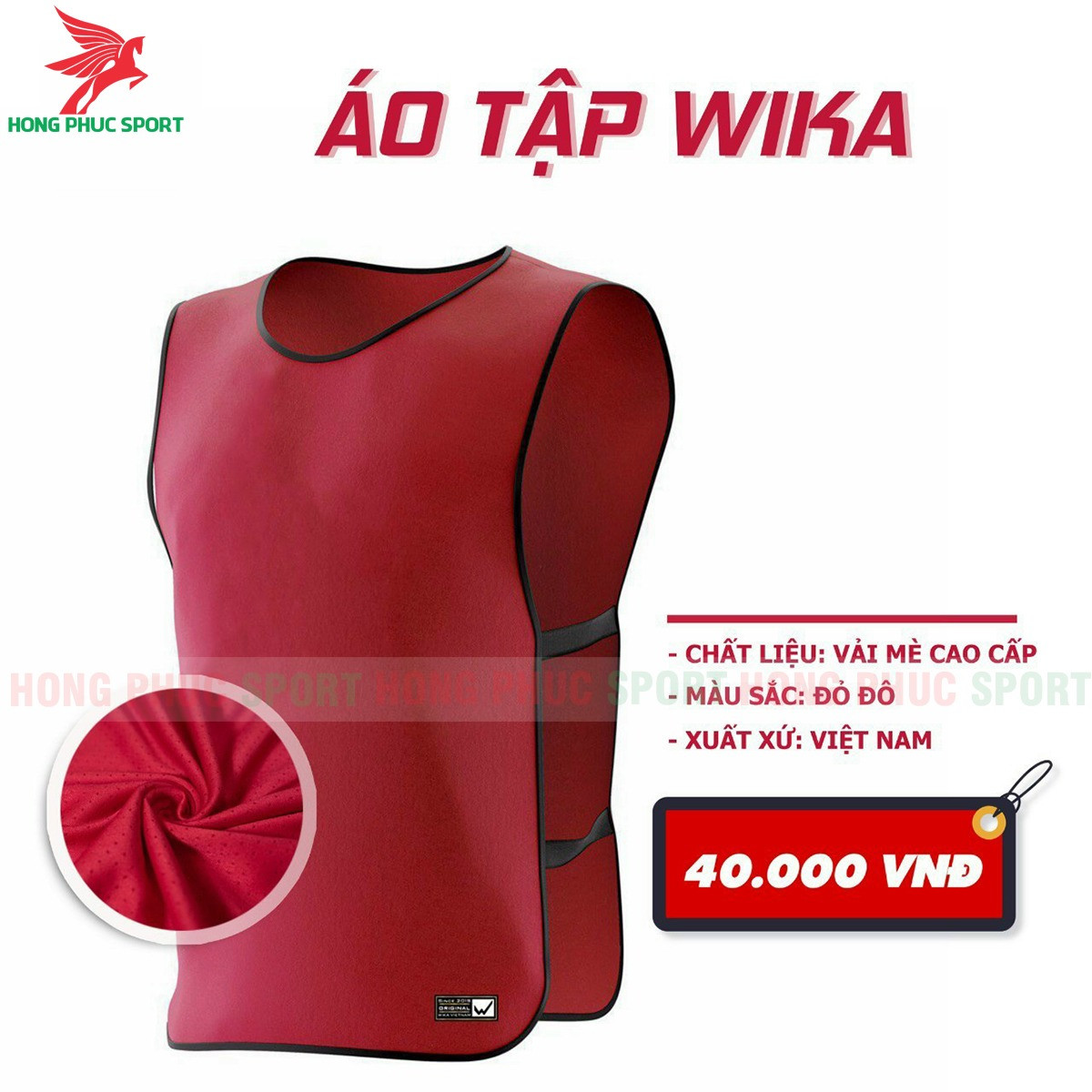 ÁO PITCH LƯỚI TẬP BÓNG ĐÁ WIKA MÀU ĐỎ
