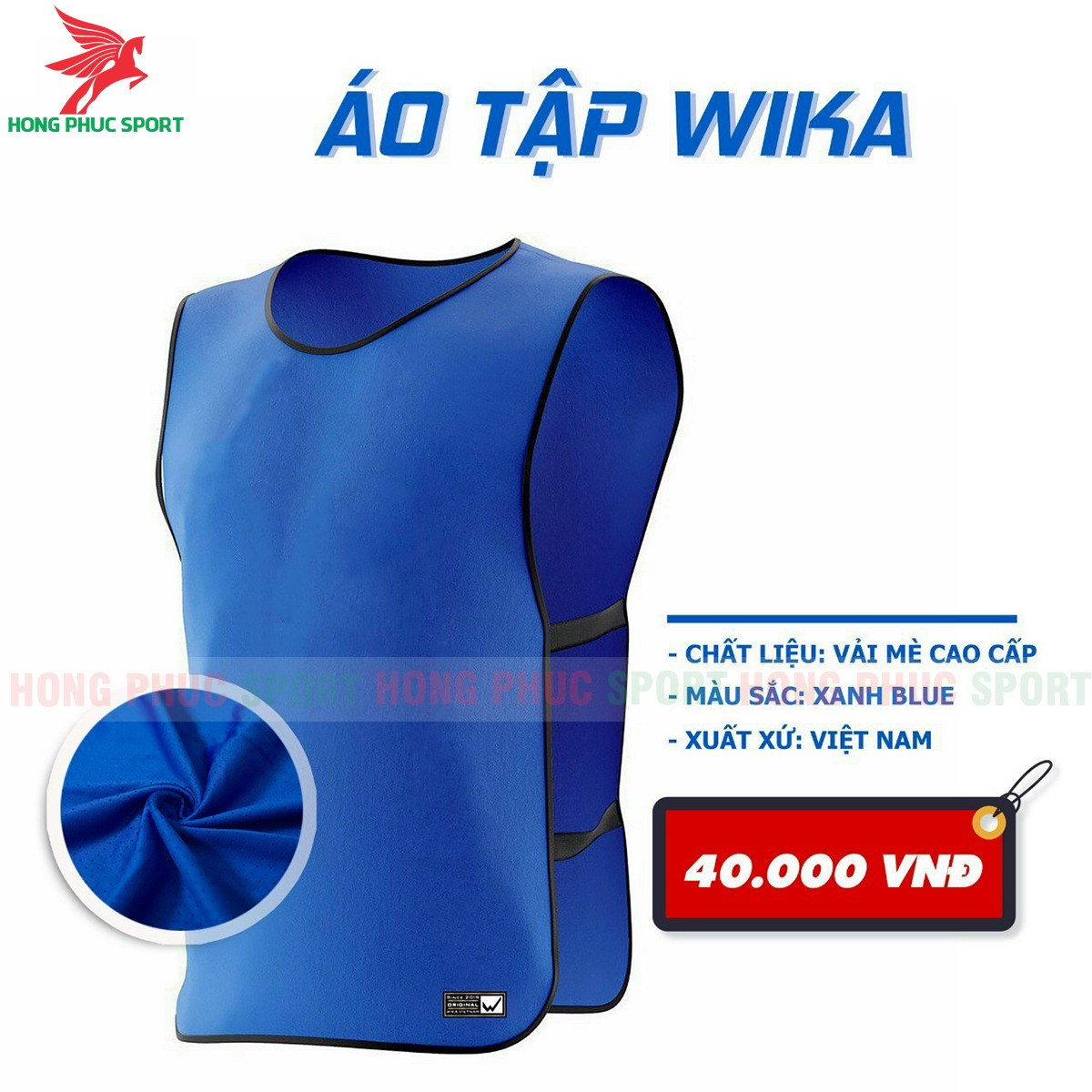 ÁO PITCH LƯỚI TẬP BÓNG ĐÁ WIKA MÀU XANH DƯƠNG