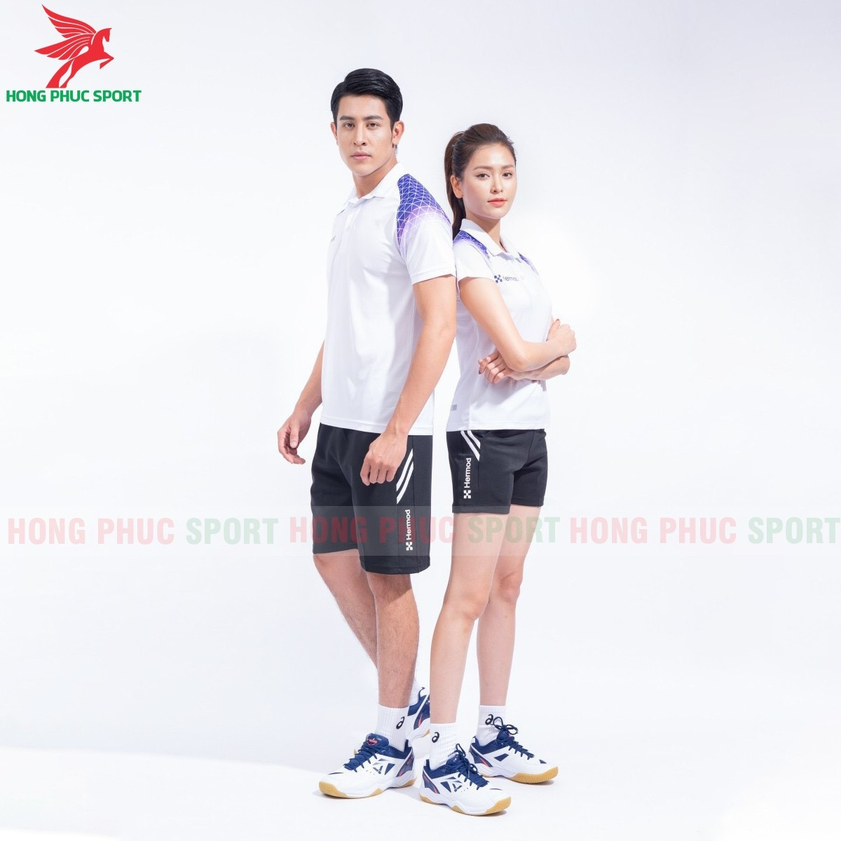 BỘ QUẦN ÁO THỂ THAO HERMOD LUXURY MÀU TRẮNG - THUN XỐP DỆT CARO