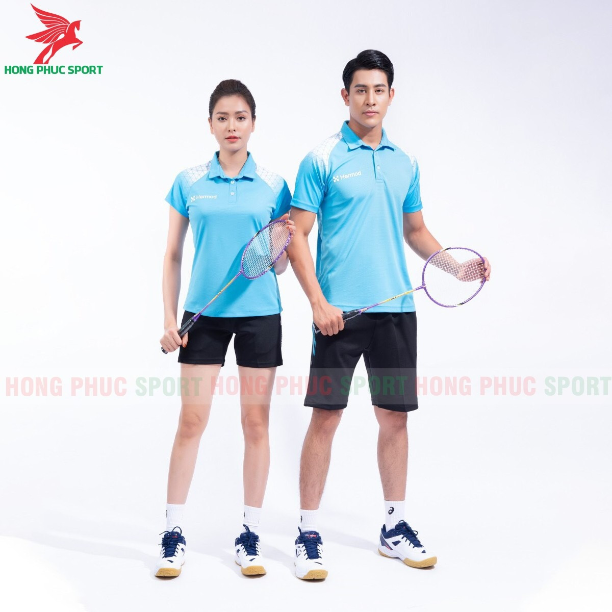 BỘ QUẦN ÁO THỂ THAO HERMOD LUXURY XANH DA TRỜI - THUN XỐP DỆT CARO