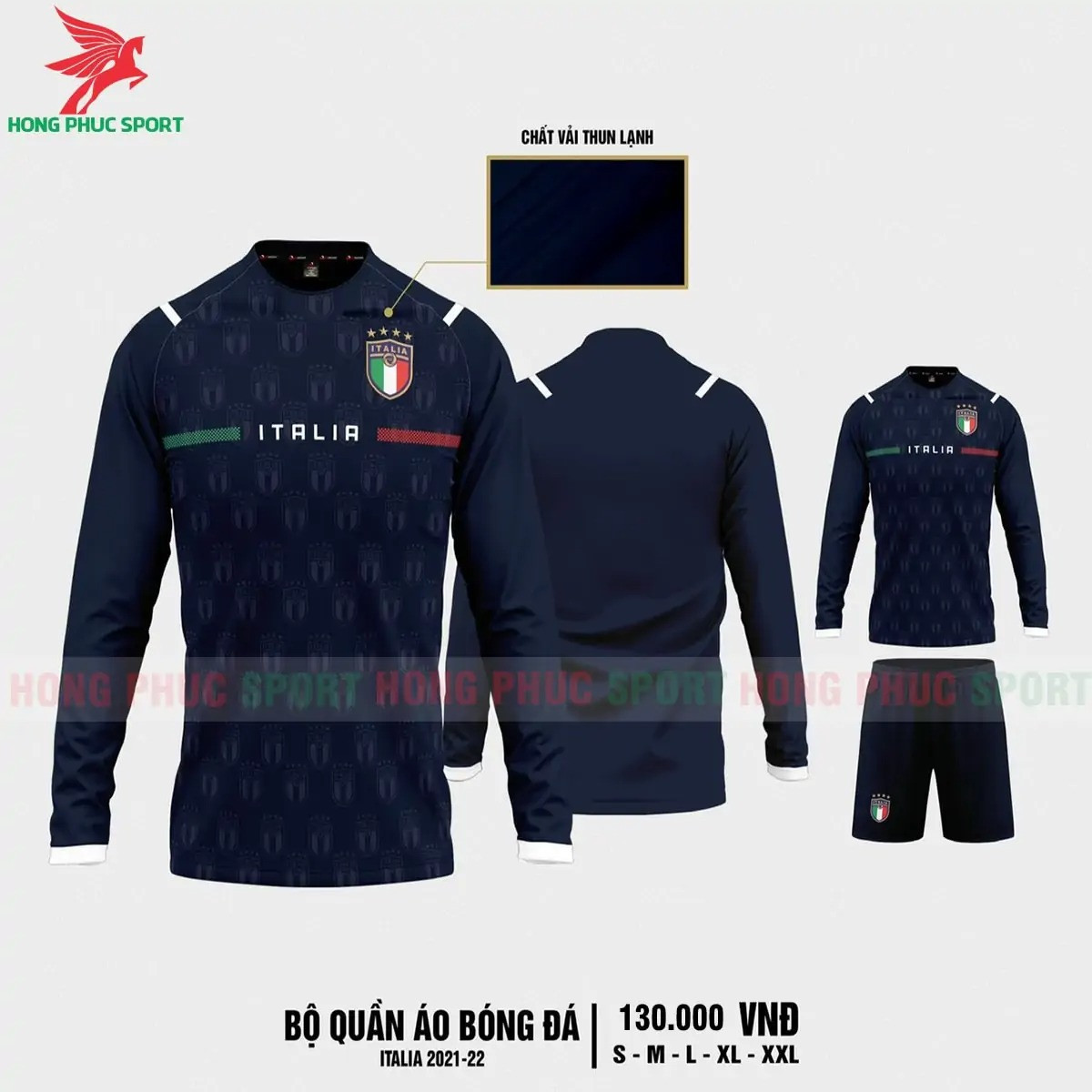 BỘ QUẦN ÁO THỦ MÔN DÀI TAY TUYỂN ITALY 2021 SÂN NHÀ - THUN LẠNH CAO CẤP