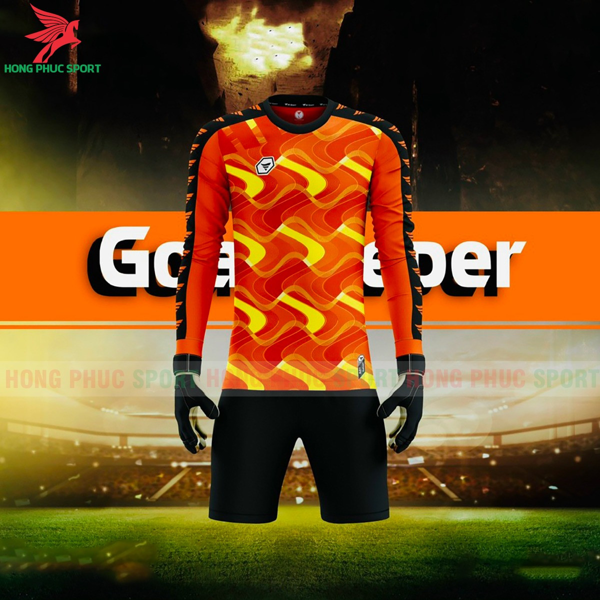 BỘ QUẦN ÁO THỦ MÔN TA SPORT GOALKEEPER CAM VÀNG CÓ MÚT LÓT KHUỶU TAY, KHUỶU CHÂN