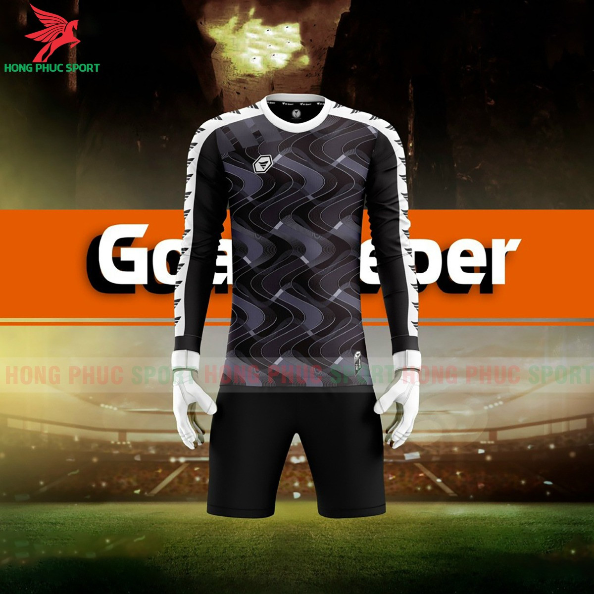BỘ QUẦN ÁO THỦ MÔN TA SPORT GOALKEEPER ĐEN CÓ MÚT LÓT KHUỶU TAY, KHUỶU CHÂN