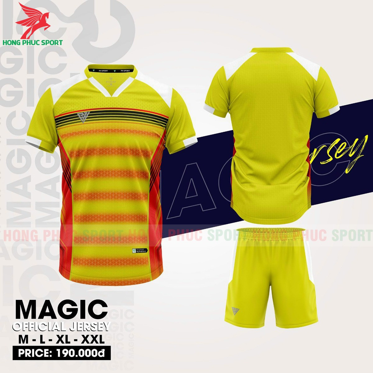 BỘ QUẦN ÁO BÓNG ĐÁ KHÔNG LOGO PH SPORT VÀNG – HÀNG VIỆT NAM