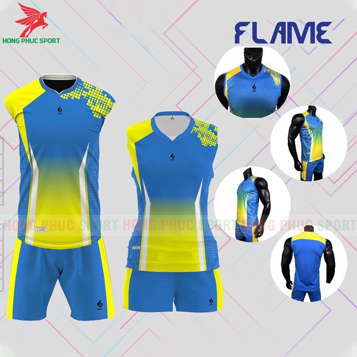 BỘ QUẦN ÁO BÓNG CHUYỀN KUZER FLAME XANH DA TRỜI - VẢI MÈ CAO CẤP