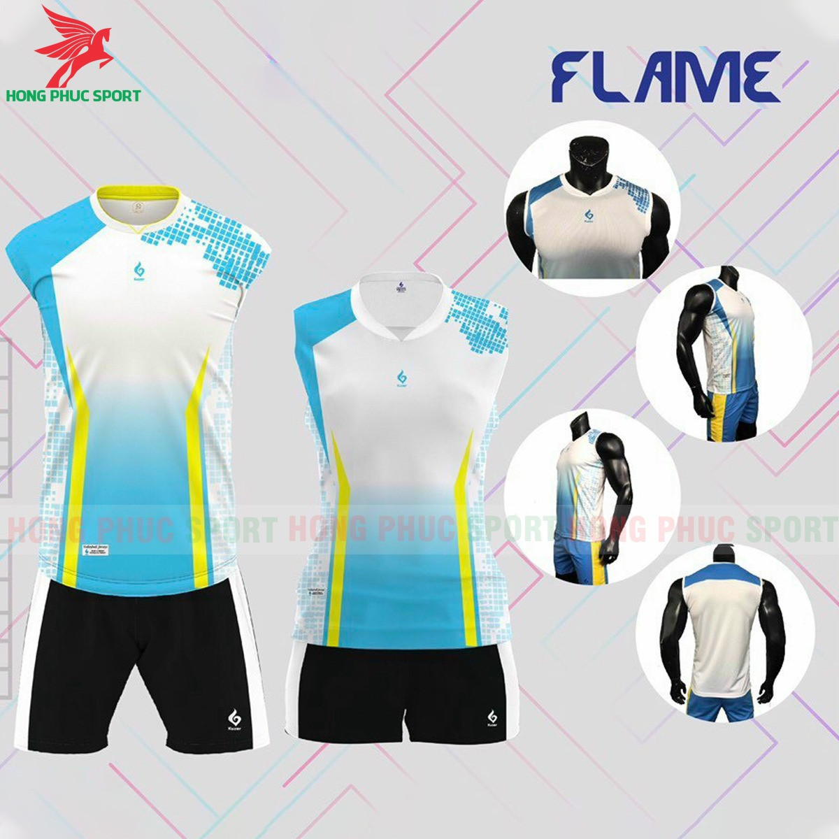 BỘ QUẦN ÁO BÓNG CHUYỀN KUZER FLAME XANH NGỌC - VẢI MÈ CAO CẤP