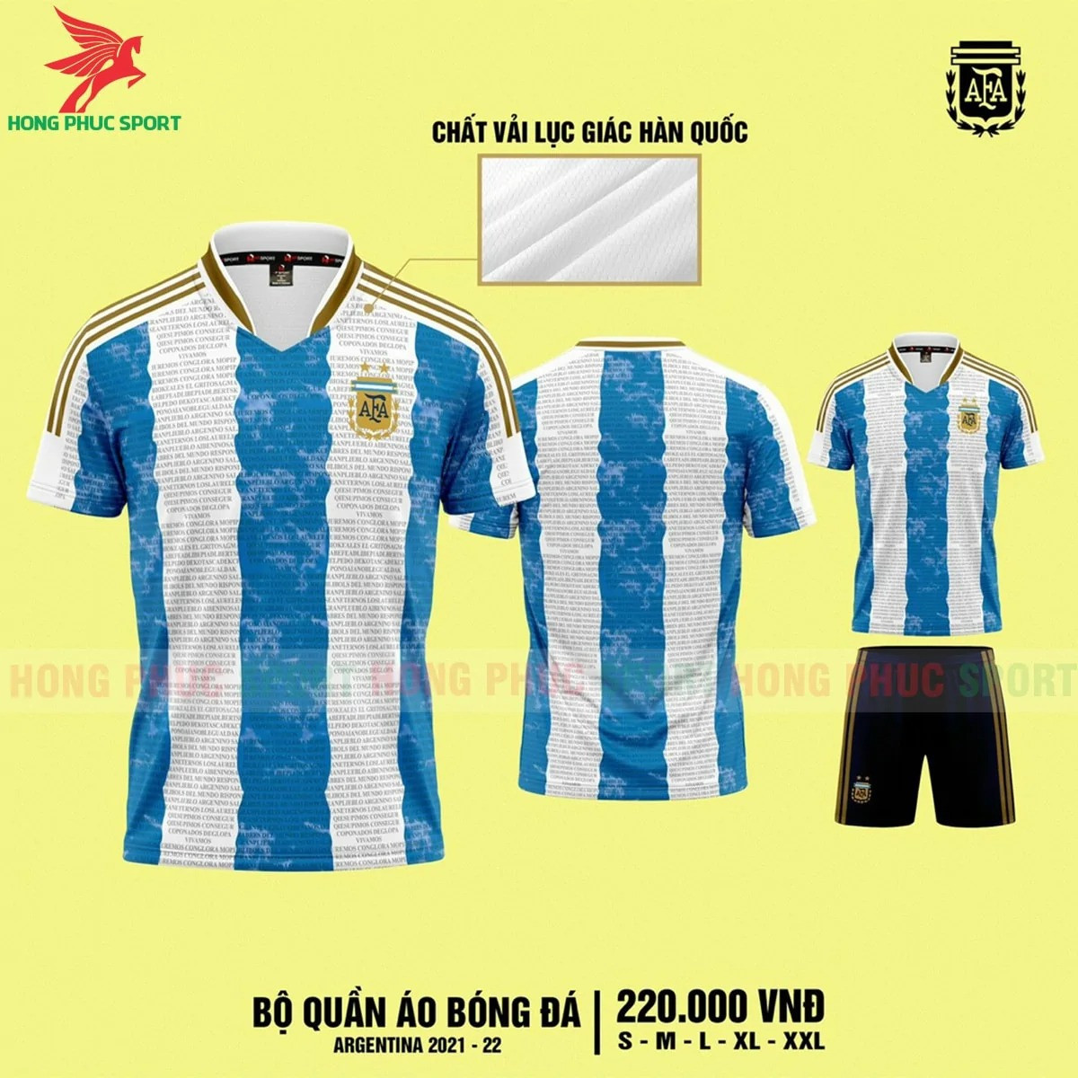 Bộ quần áo bóng đá tuyển Argentina 2021 sân nhà - Vải mè lục giác