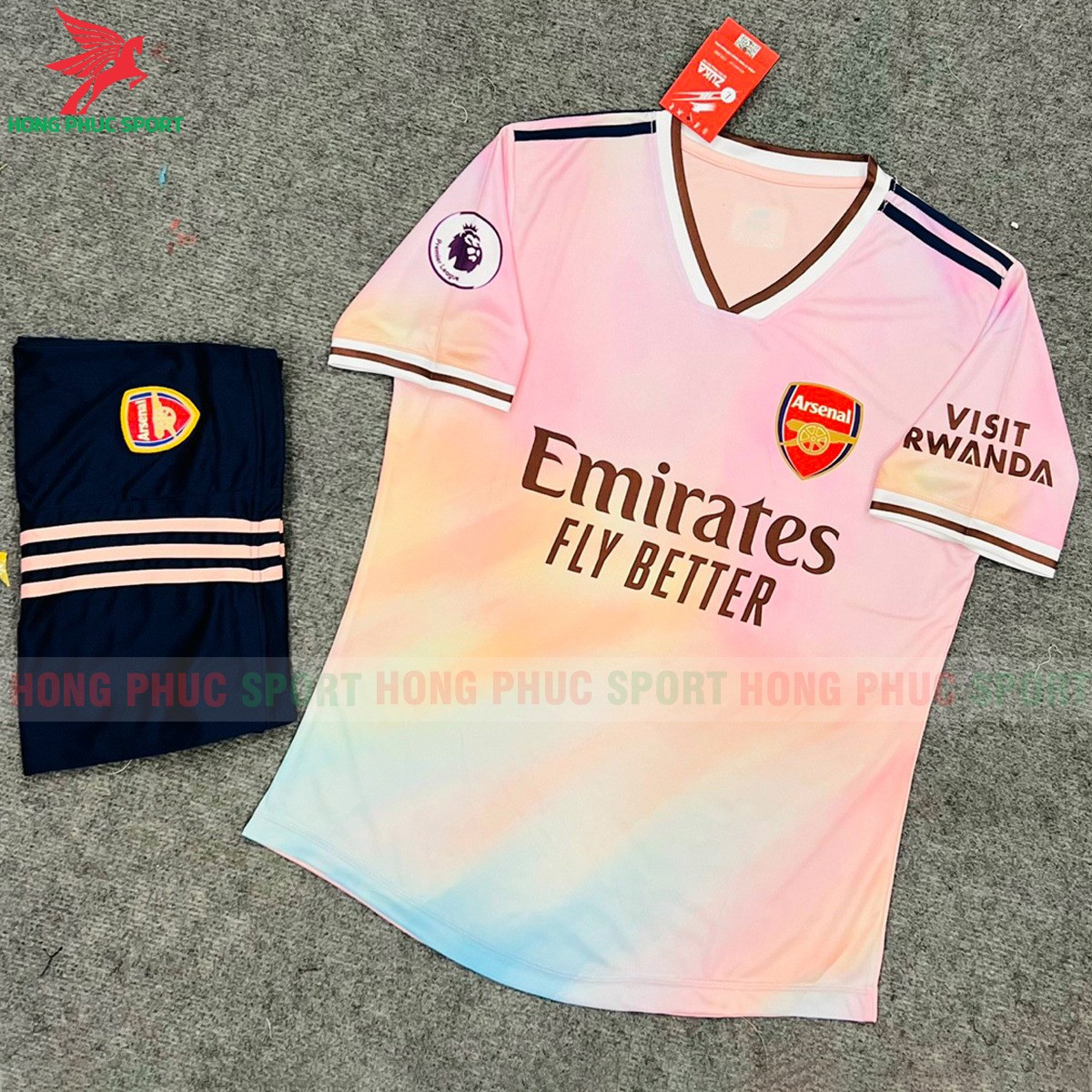 BỘ QUẦN ÁO BÓNG ĐÁ FAN ARSENAL 2022 TRẮNG HỒNG – THUN LẠNH CAO CẤP
