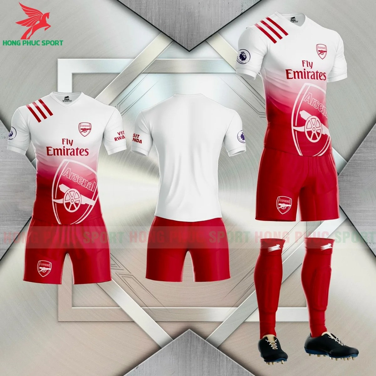 BỘ QUẦN ÁO BÓNG ĐÁ FAN ARSENAL 2022 TRẮNG ĐỎ NÂU – THUN LẠNH CAO CẤP