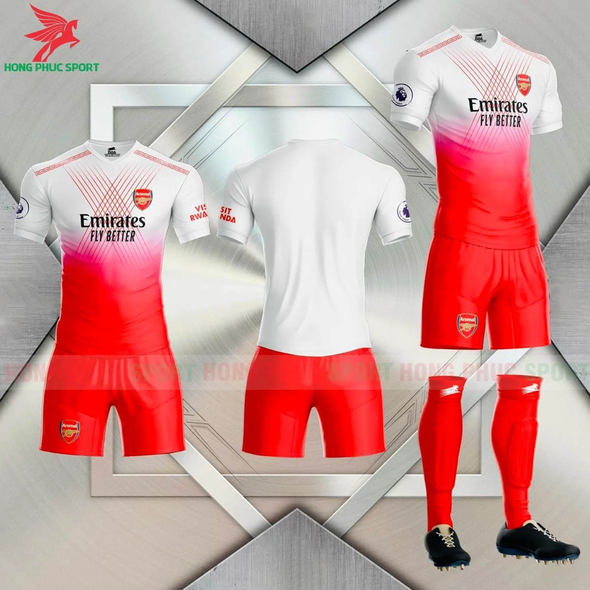 BỘ QUẦN ÁO BÓNG ĐÁ FAN ARSENAL 2022 TRẮNG ĐỎ TƯƠI – THUN LẠNH CAO CẤP
