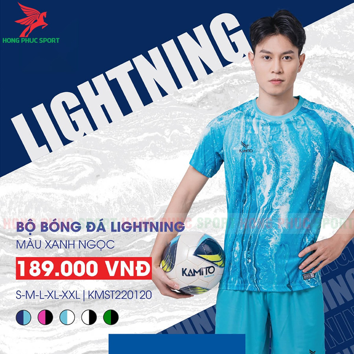 BỘ QUẦN ÁO BÓNG ĐÁ KHÔNG LOGO KAMITO LIGHTNING XANH NGỌC - HÀNG VIỆT NAM