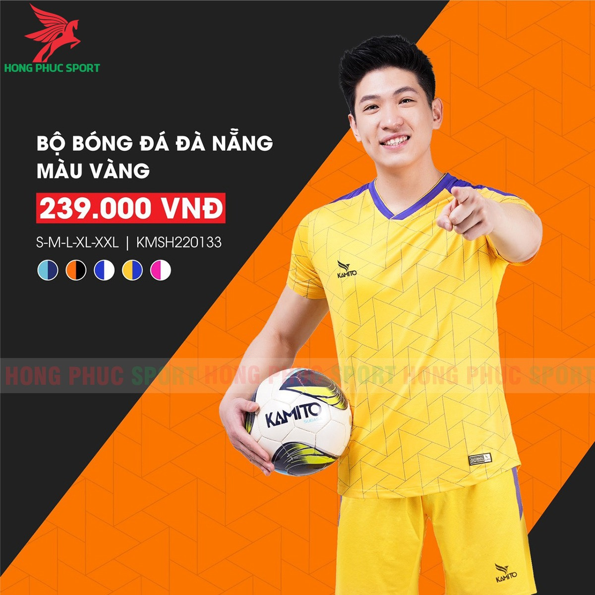 BỘ QUẦN ÁO BÓNG ĐÁ KHÔNG LOGO KAMITO ĐÀ NẴNG VÀNG - HÀNG VIỆT NAM