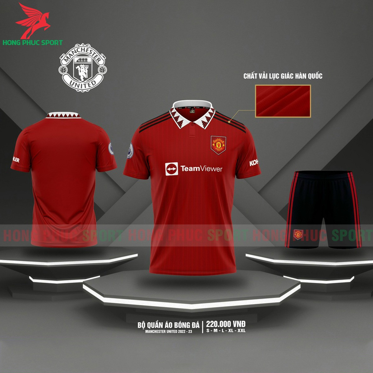 BỘ QUẦN ÁO BÓNG ĐÁ MANCHESTER UNITED 2022 2023 SÂN NHÀ - VẢI MÈ LỤC GIÁC