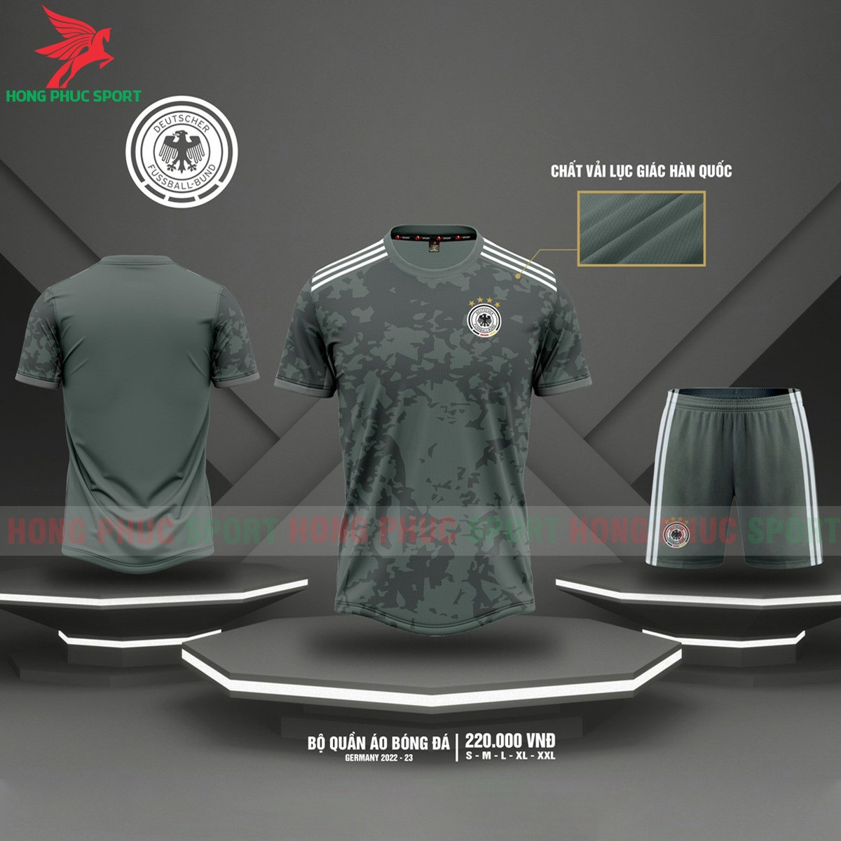 Bộ quần áo bóng đá Đức World Cup 2022 sân khách - Vải mè lục giác