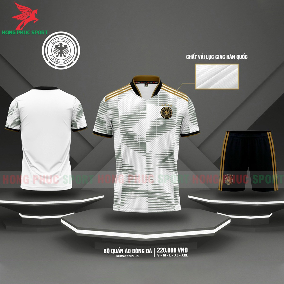 Bộ quần áo bóng đá Đức World Cup 2022 sân nhà - Vải mè lục giác