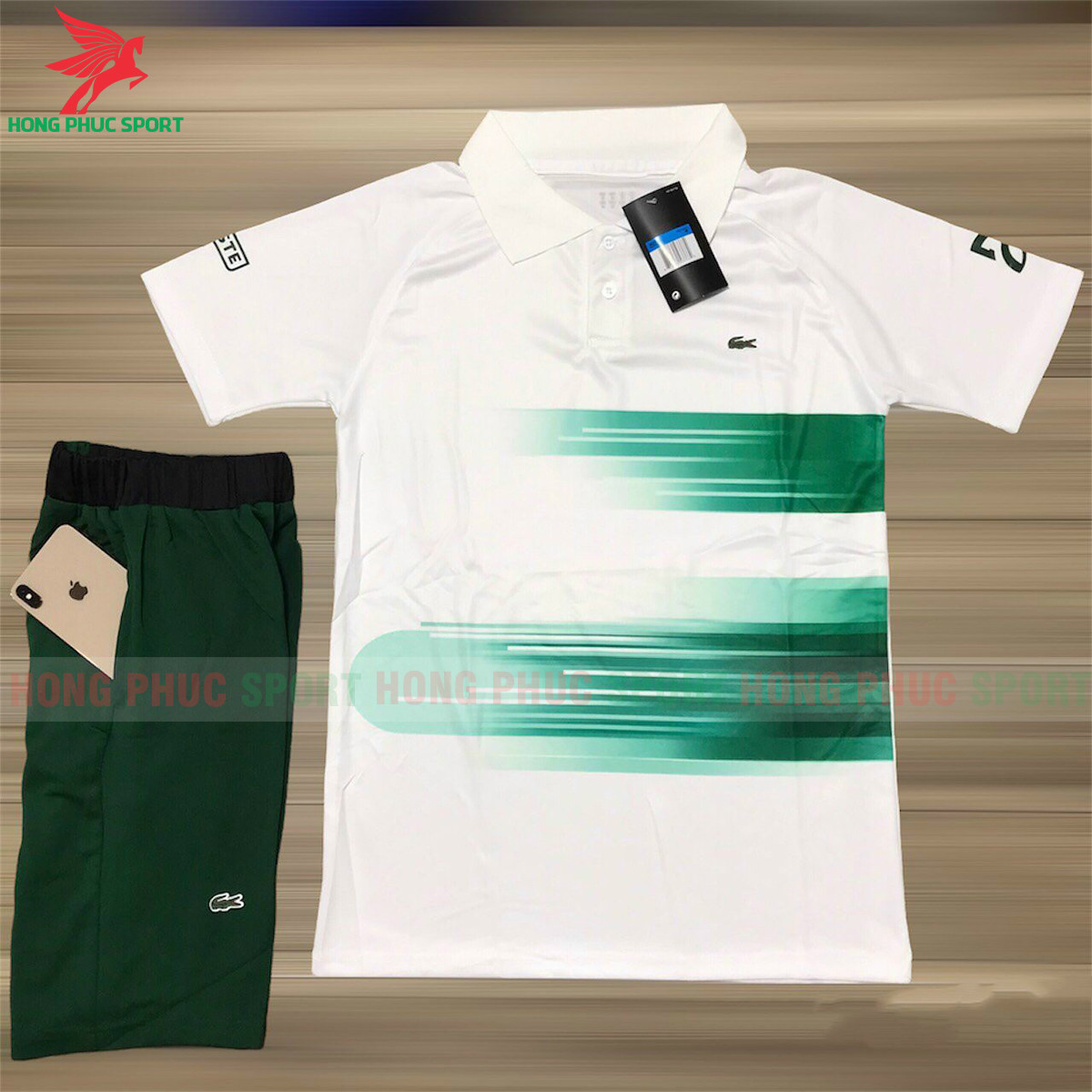 BỘ QUẦN ÁO THỂ THAO POLO LACOSTE MẪU 1 TRẮNG - DỆT VIỆT NAM