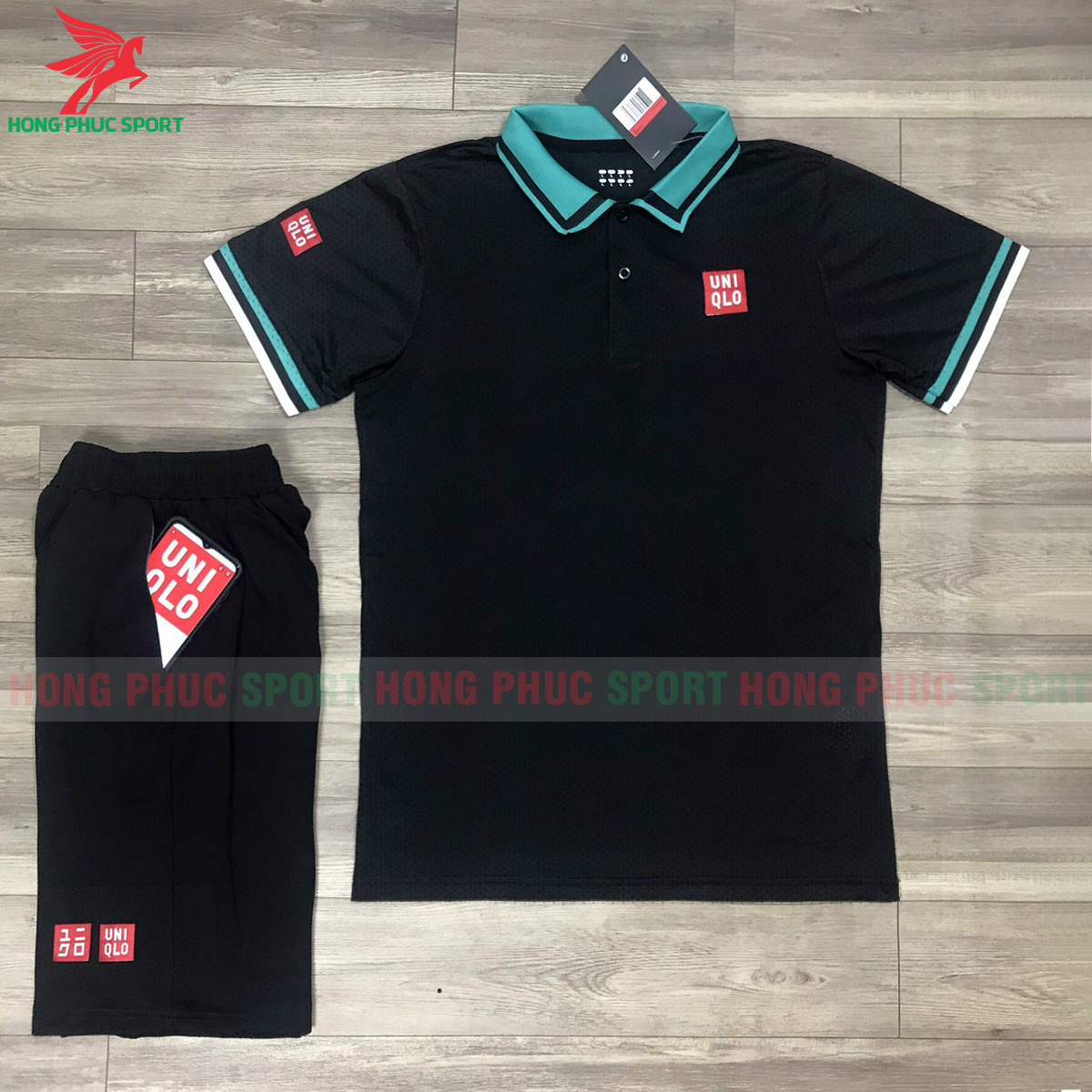 BỘ QUẦN ÁO THỂ THAO POLO TENNIS UNIQLO ĐEN - DỆT VIỆT NAM