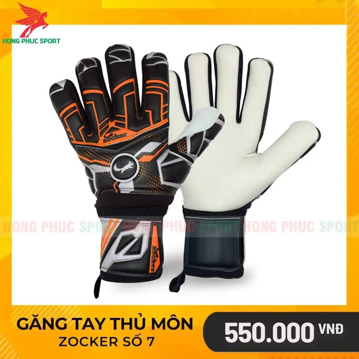 Găng thủ môn ZOCKER NUMBER 7 không xương đen cam