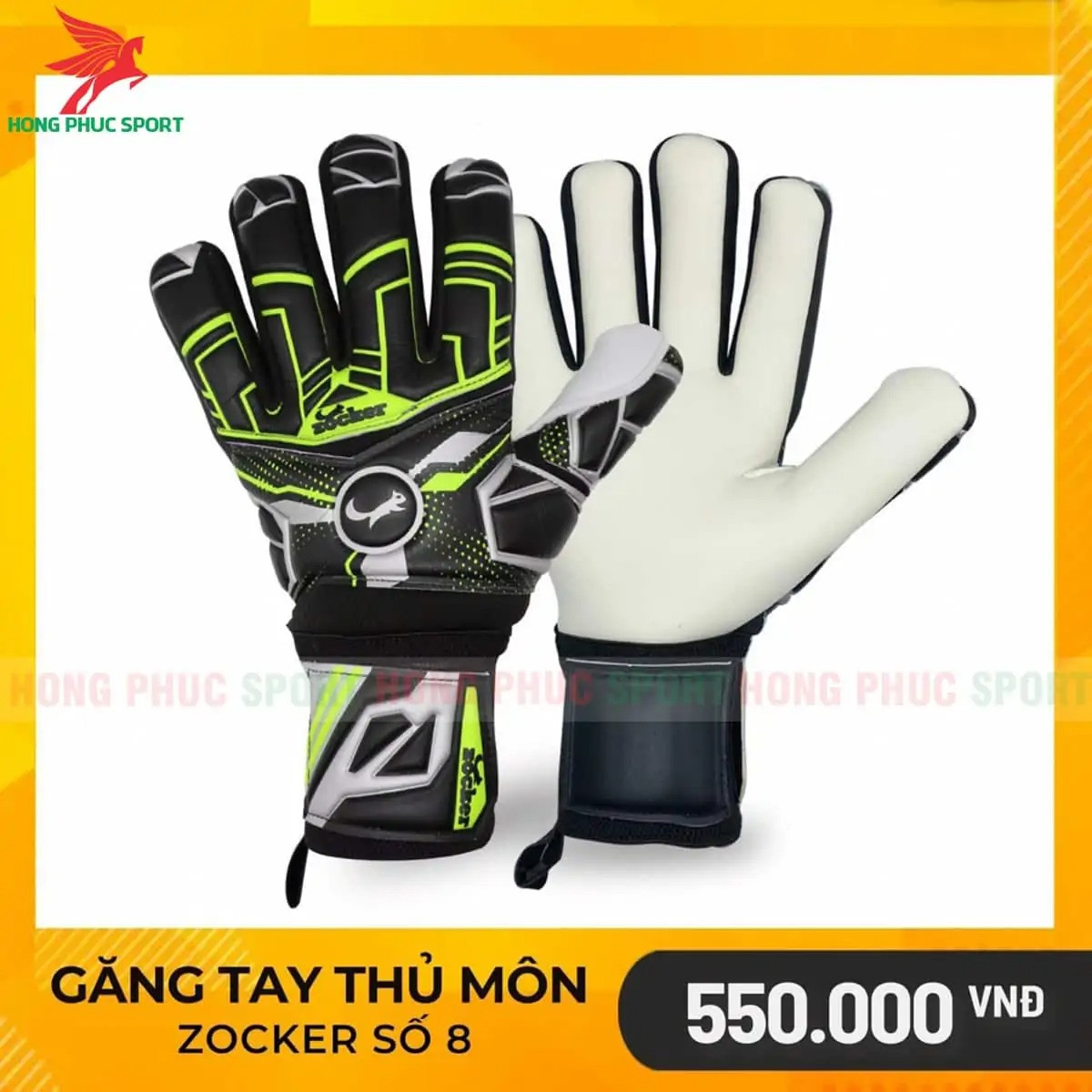 Găng thủ môn ZOCKER NUMBER 7 không xương đen xanh lá