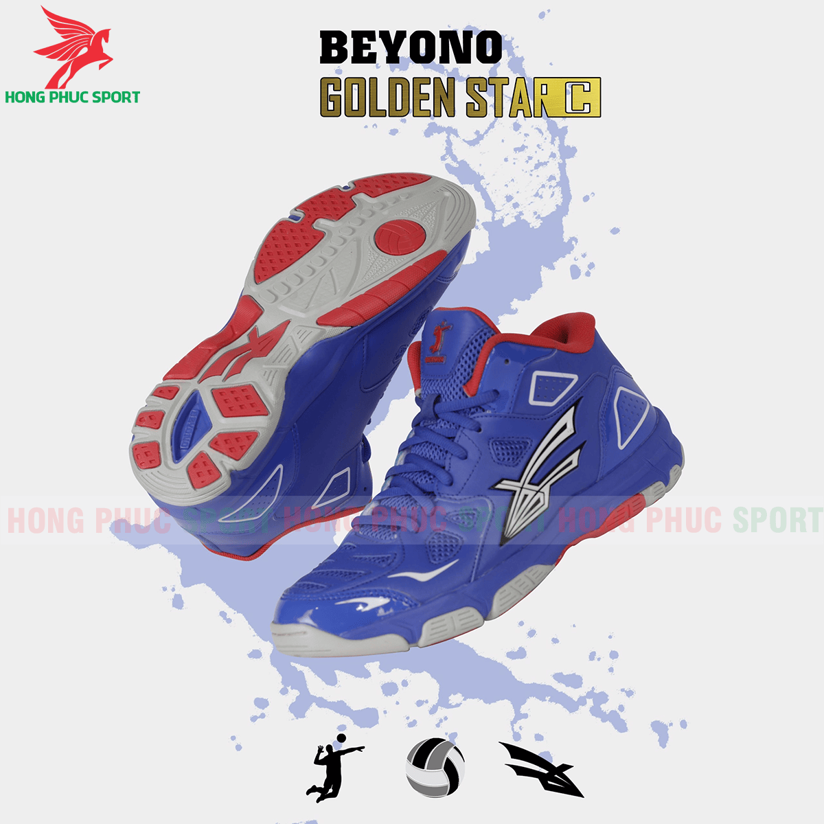 GIÀY THI ĐẤU BÓNG CHUYỀN BEYONO GOLDEN STAR C 2020 NAM/NỮ MẪU 2 MÀU XANH DƯƠNG