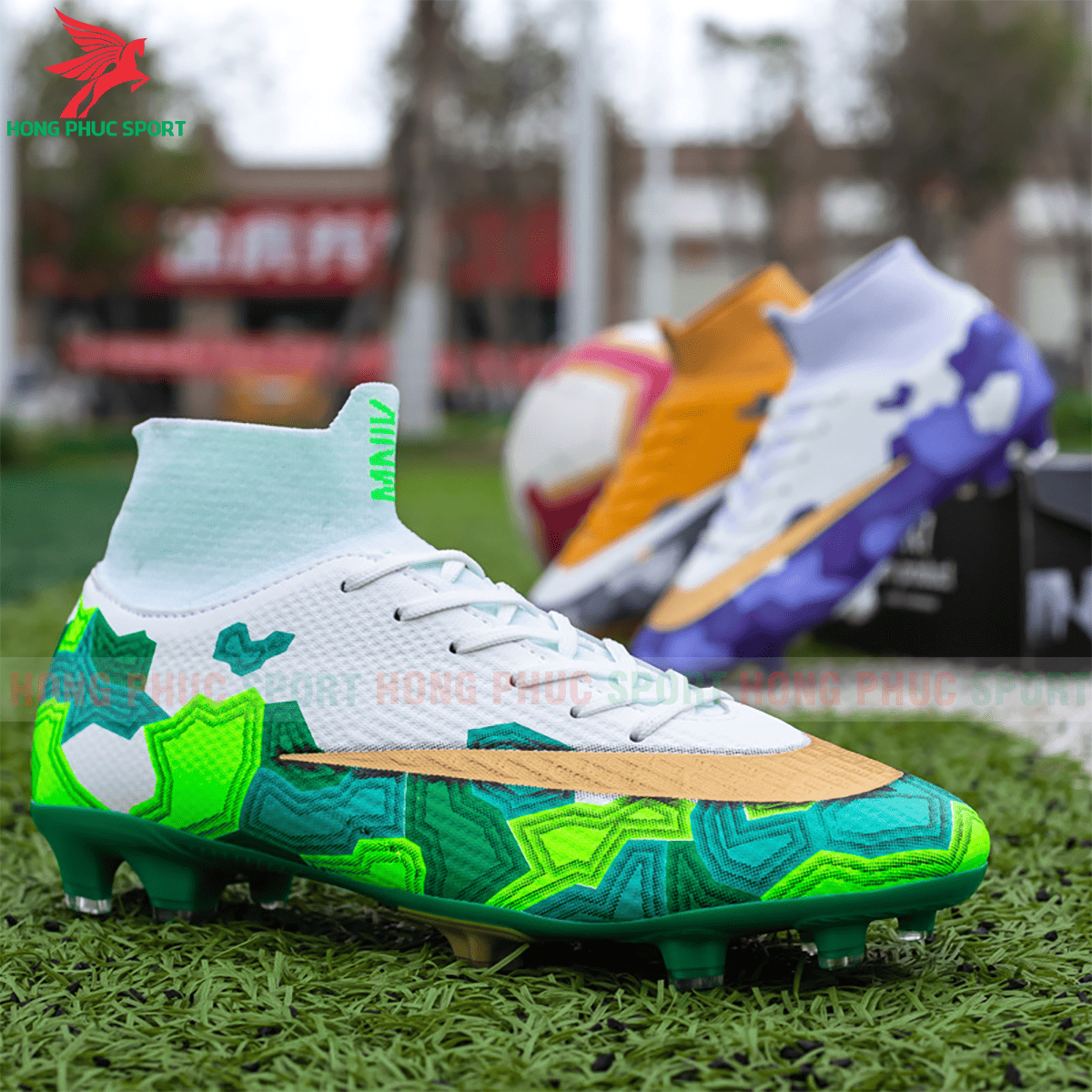 Giày đá banh Superfly VII Mbappe V2 2020 FG mẫu 2 màu xanh lá