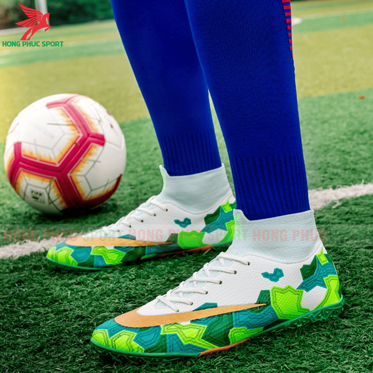 Giày đá banh Superfly VII Mbappe V2 2020 TF mẫu 2 màu xanh lá (2)