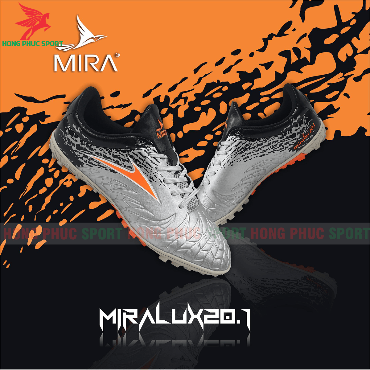 Giày Mira Lux 20.1 sân cỏ nhân tạo màu bạc phối đen