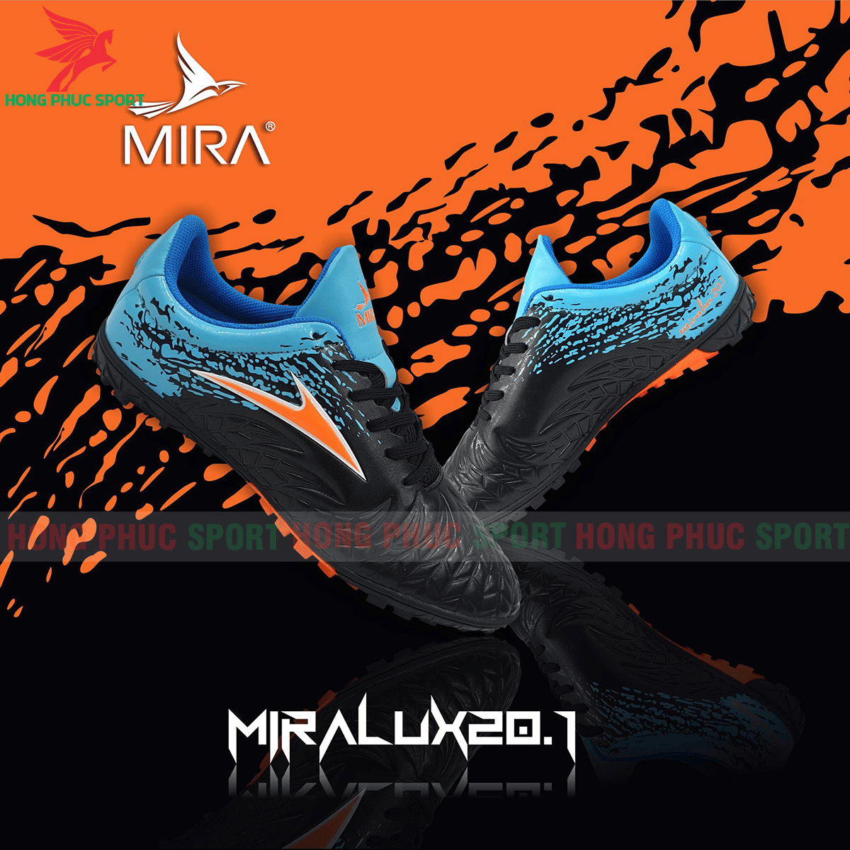 Giày Mira Lux 20.1 sân cỏ nhân tạo màu đen phối xanh