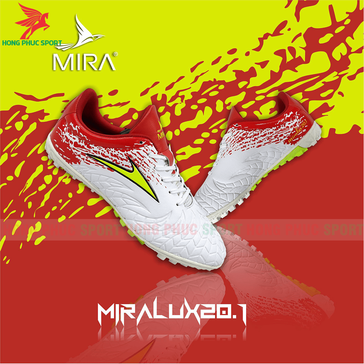 Giày Mira Lux 20.1 sân cỏ nhân tạo màu trắng phối đỏ