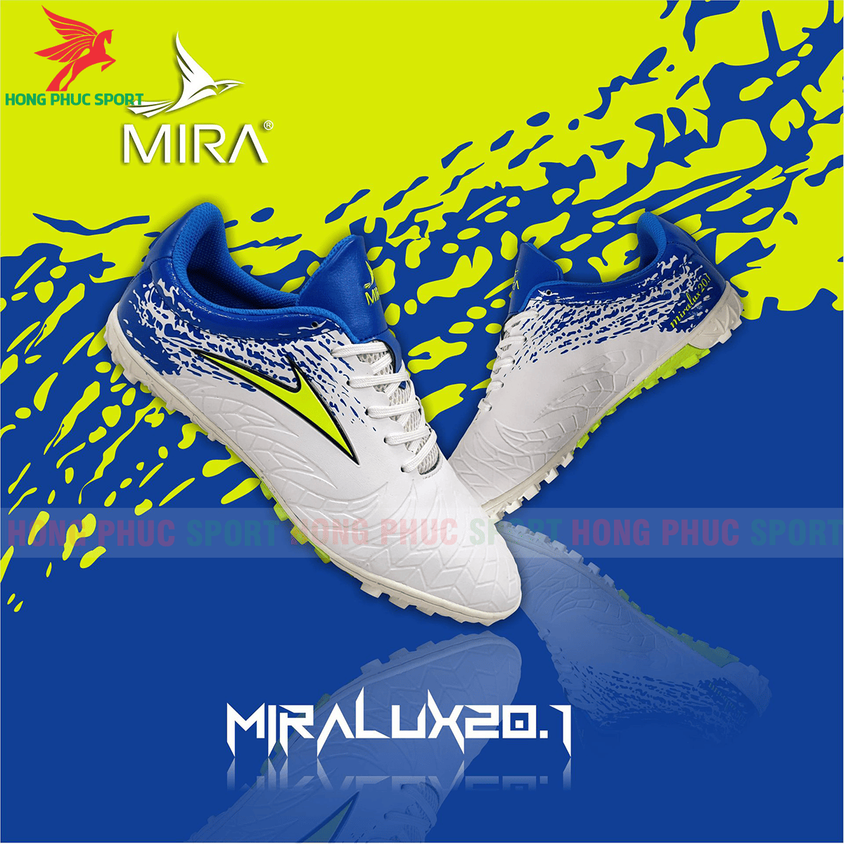 Giày Mira Lux 20.1 sân cỏ nhân tạo màu trắng phối xanh