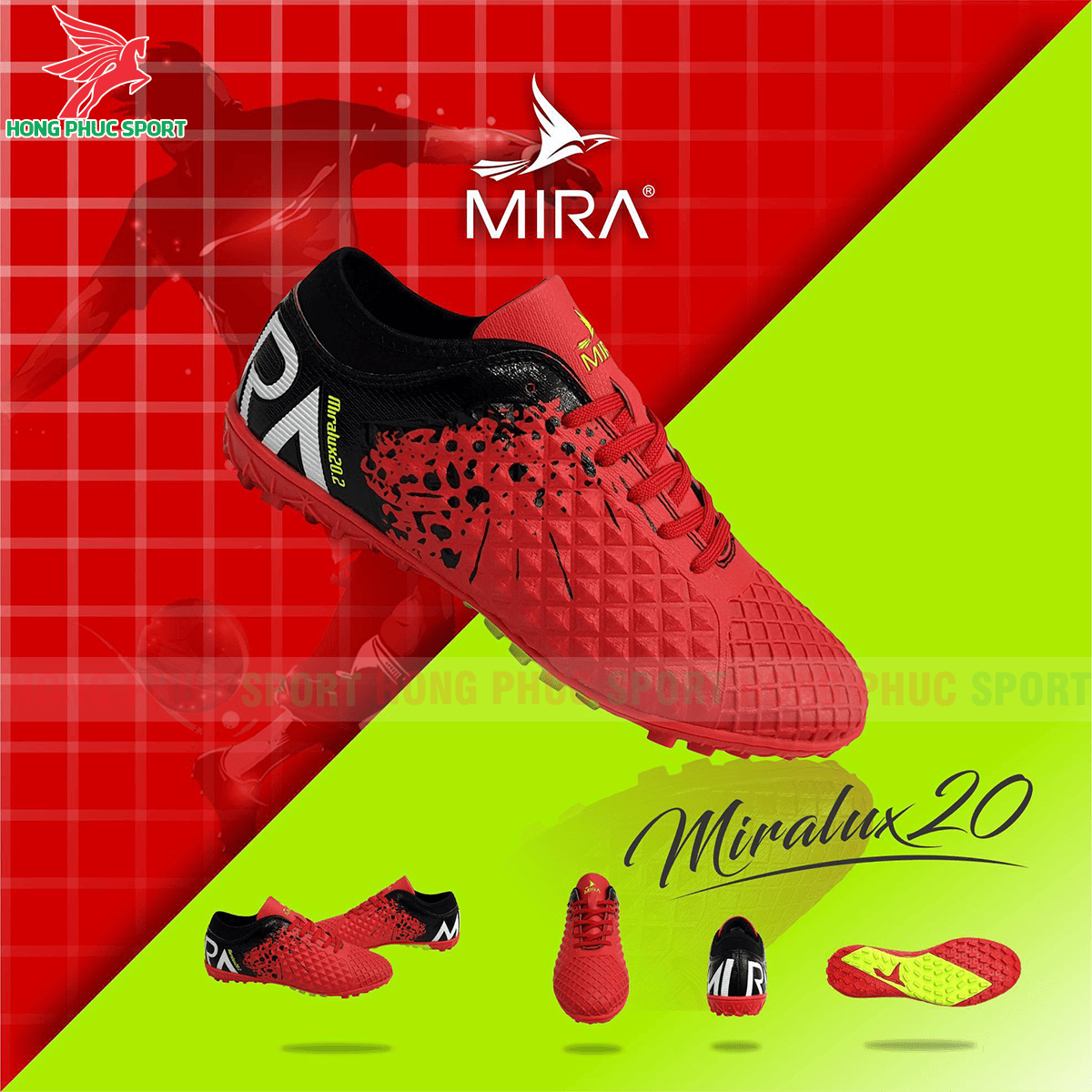 Giày Mira Lux 20.2 sân cỏ nhân tạo màu đỏ phối đen 