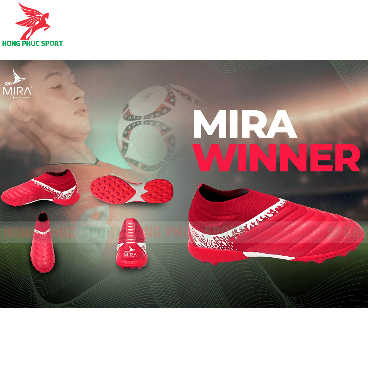Giày Mira Winner sân cỏ nhân tạo màu đỏ