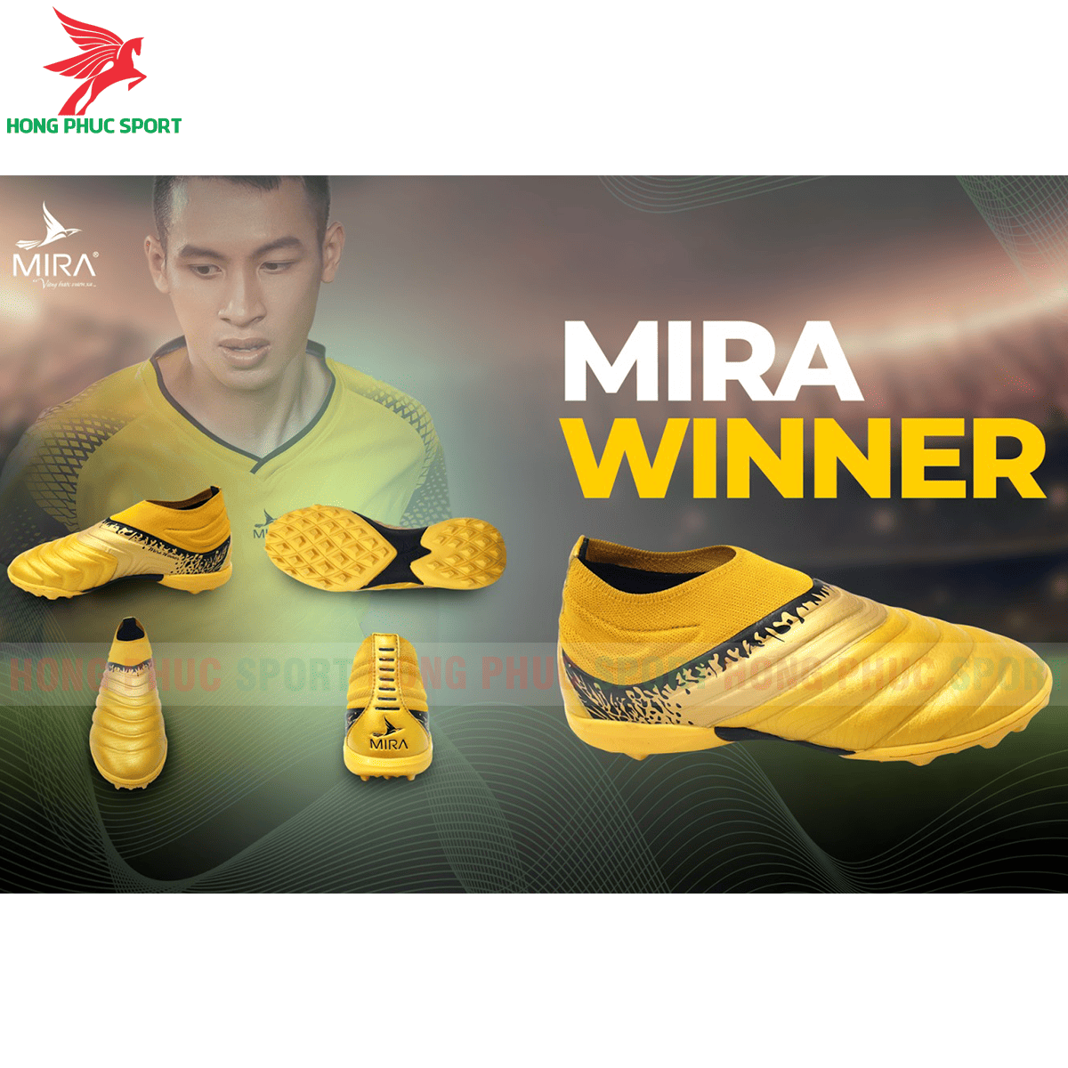 Giày Mira Winner sân cỏ nhân tạo màu vàng