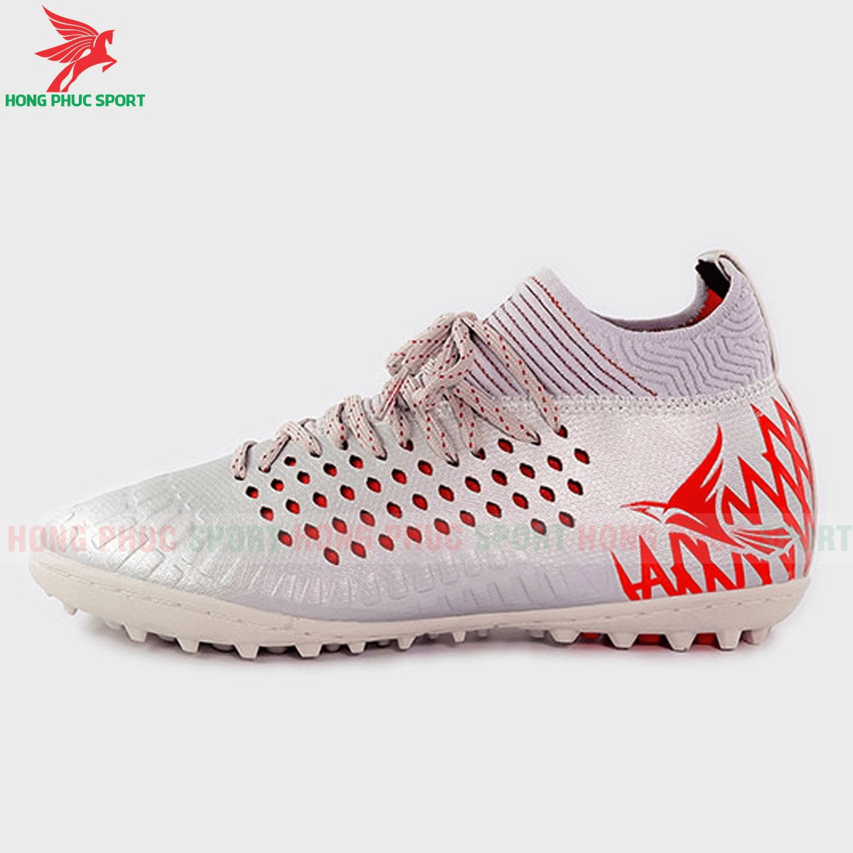 Giày đá bóng cổ cao Mira Lux 19.2 bạc sân cỏ nhân tạo