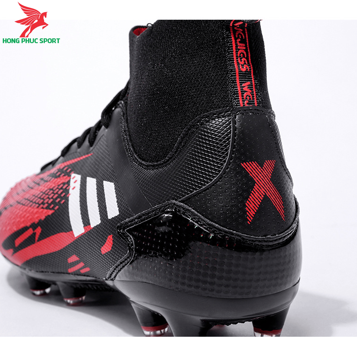 Giày đá banh cố cao Predator 20.3 đế FG màu đỏ đen (4)