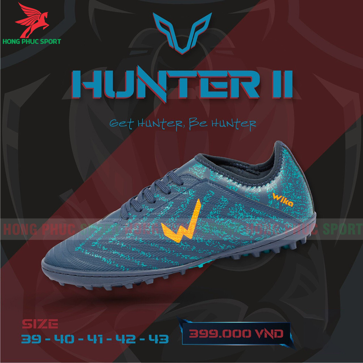 GIÀY ĐÁ BÓNG WIKA HUNTER 02 SÂN CỎ NHÂN TẠO MÀU XANH DƯƠNG