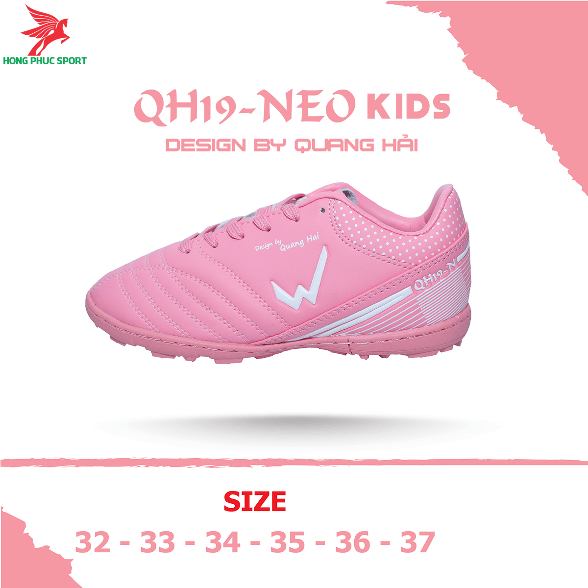 Giày đá banh Wika QH19 Neo Kids sân cỏ nhân tạo màu Hồng (2)