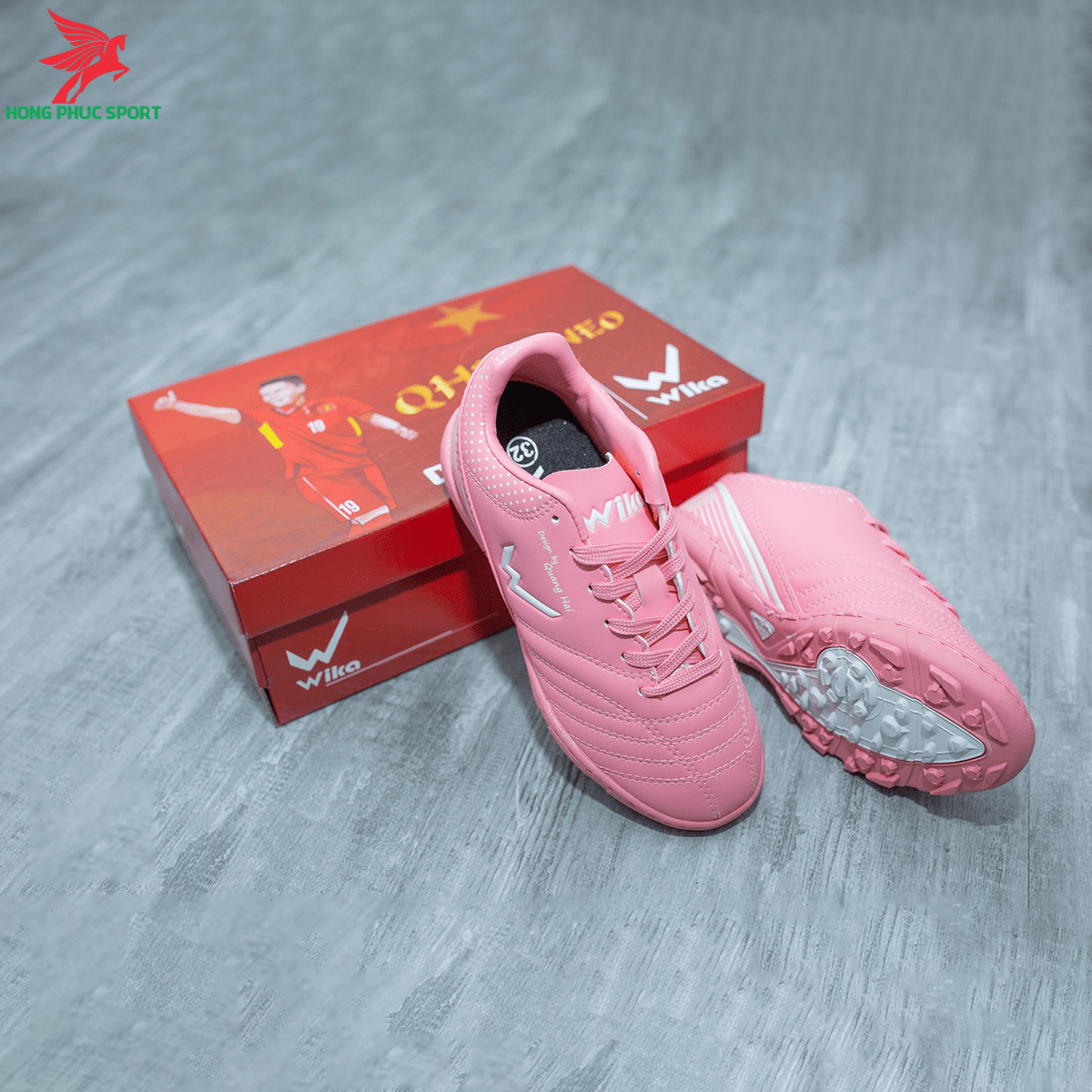Giày đá banh Wika QH19 Neo Kids sân cỏ nhân tạo màu Hồng (3)