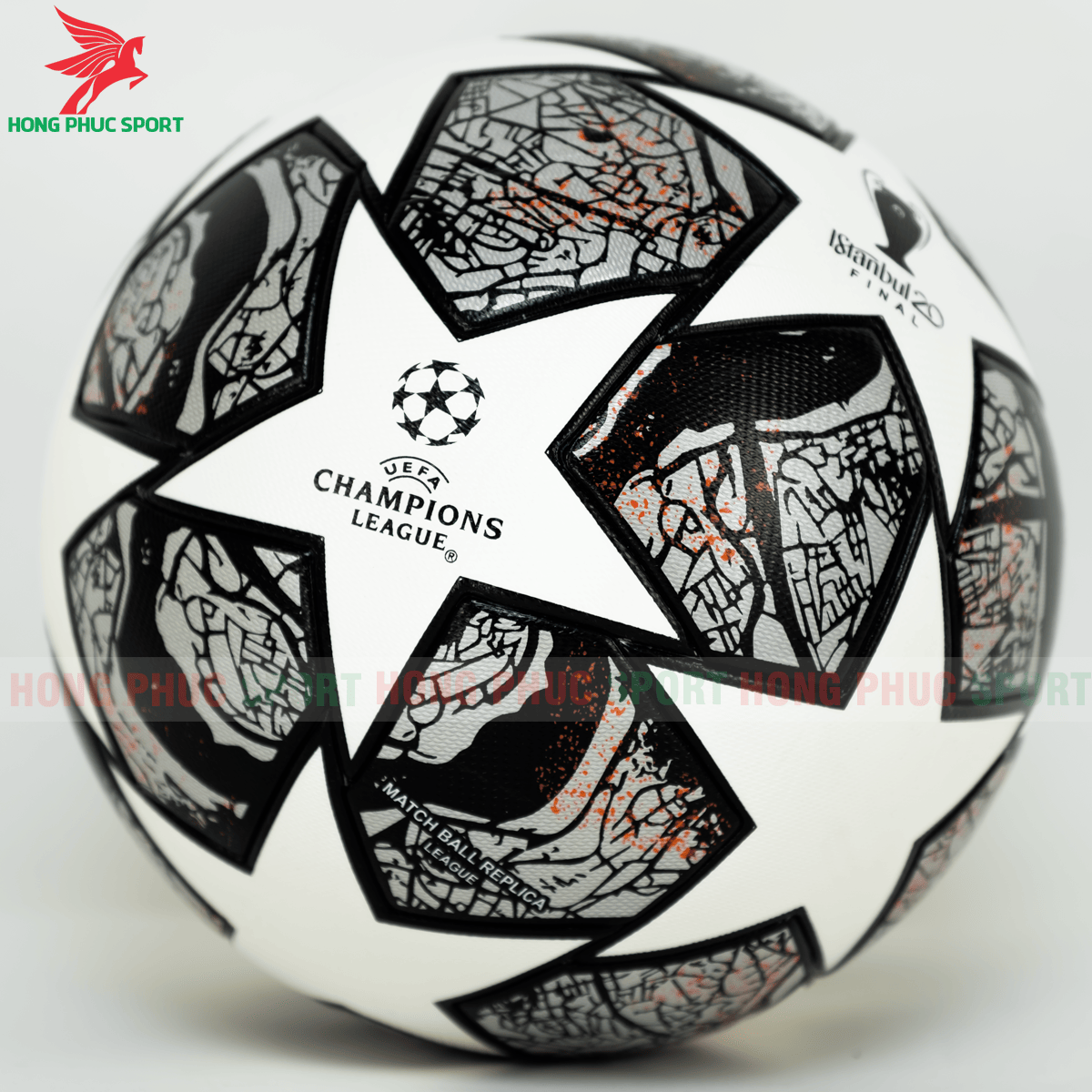 Quả bóng đá Champions League 2020 mẫu 7 đen trắng